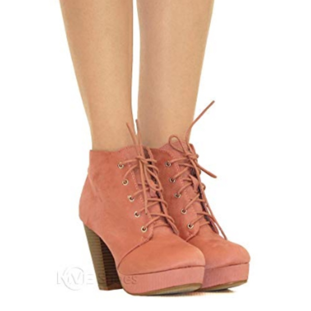 GARLAND Peachy Pink Heeled Ankle Booties - Picture 7 of 7